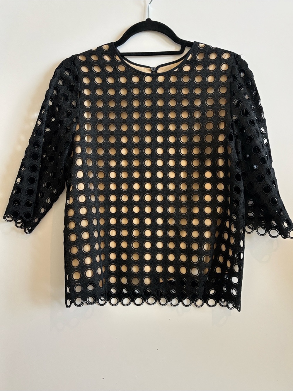 Chloe Black Eyelet Circle Overlay Blouse